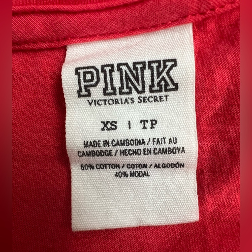 PINK Red & Black Crop Short Sleeve Top - Picture 6 of 6